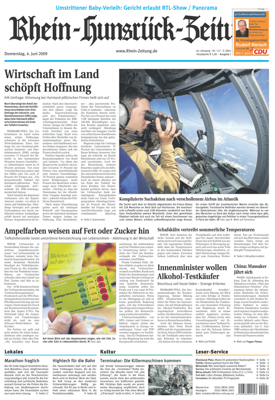 Rhein-Hunsrück-Zeitung vom Donnerstag, 04.06.2009