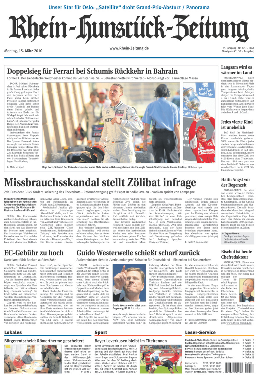 Rhein-Hunsrück-Zeitung vom Montag, 15.03.2010