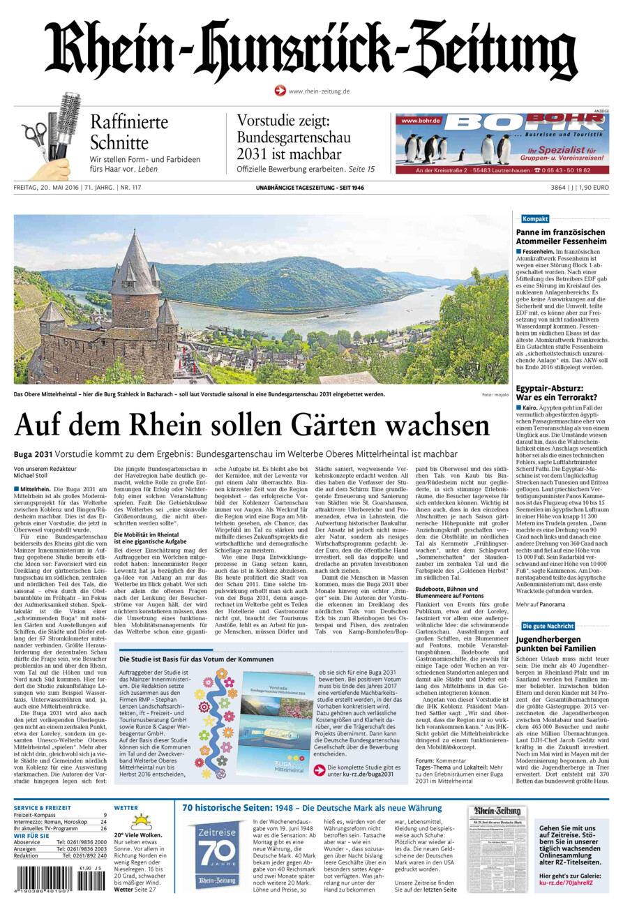 Rhein-Hunsrück-Zeitung vom Freitag, 20.05.2016