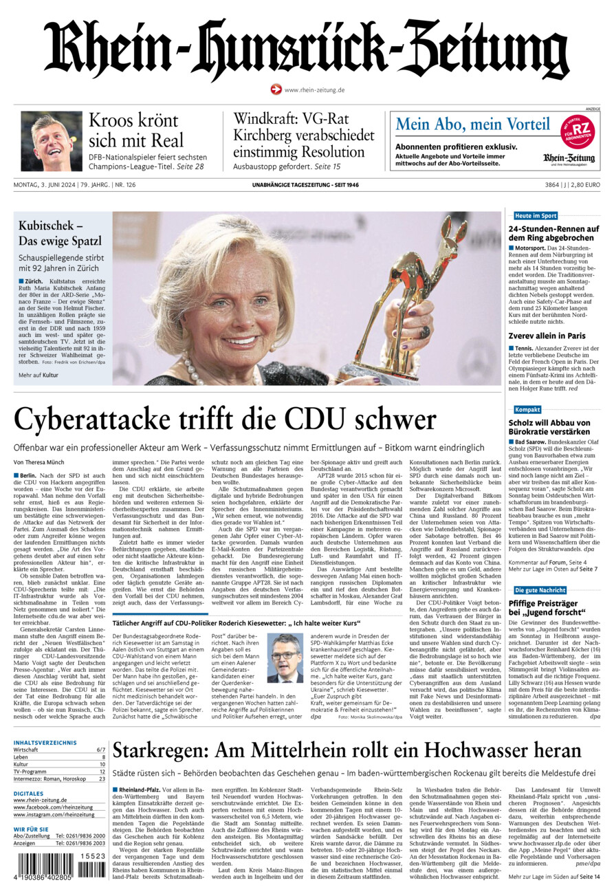 Rhein-Hunsrück-Zeitung vom Montag, 03.06.2024