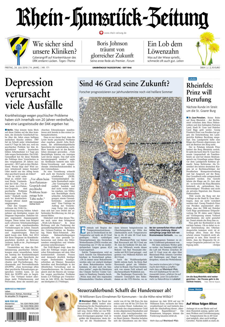 Rhein-Hunsrück-Zeitung vom Freitag, 26.07.2019
