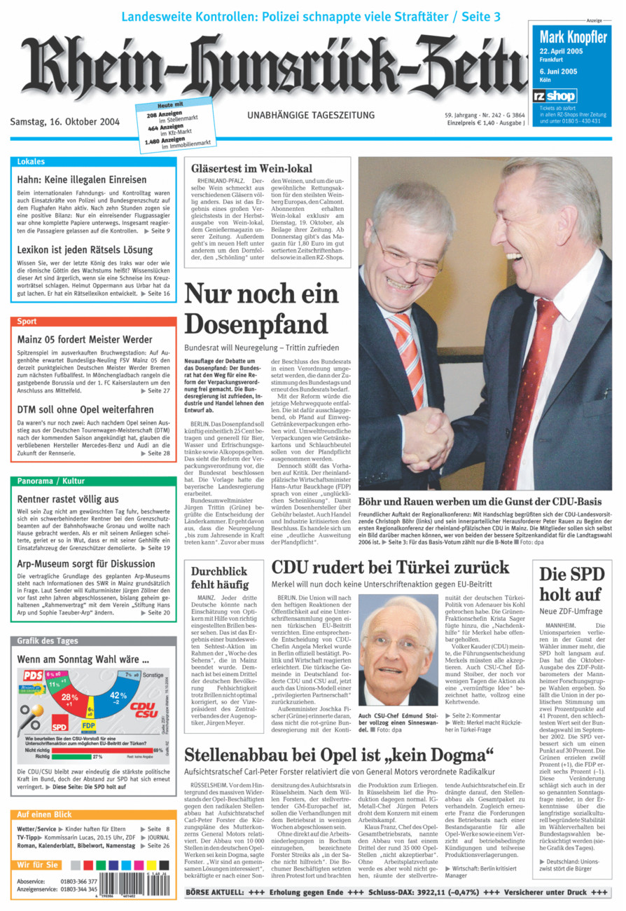 Rhein-Hunsrück-Zeitung vom Samstag, 16.10.2004