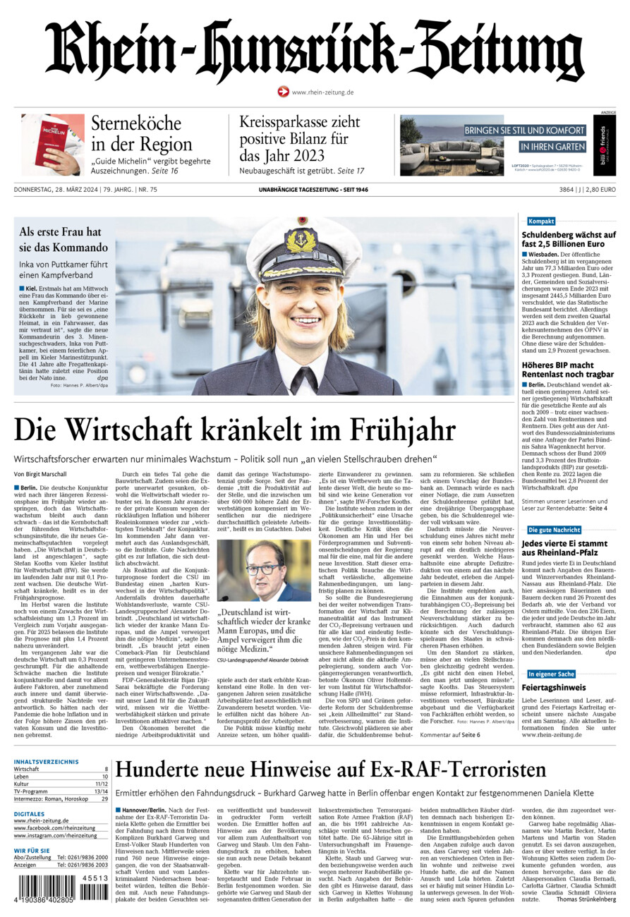 Rhein-Hunsrück-Zeitung vom Donnerstag, 28.03.2024