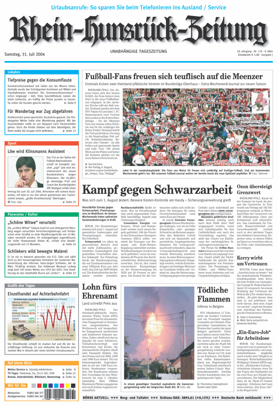 Rhein-Hunsrück-Zeitung vom Samstag, 31.07.2004