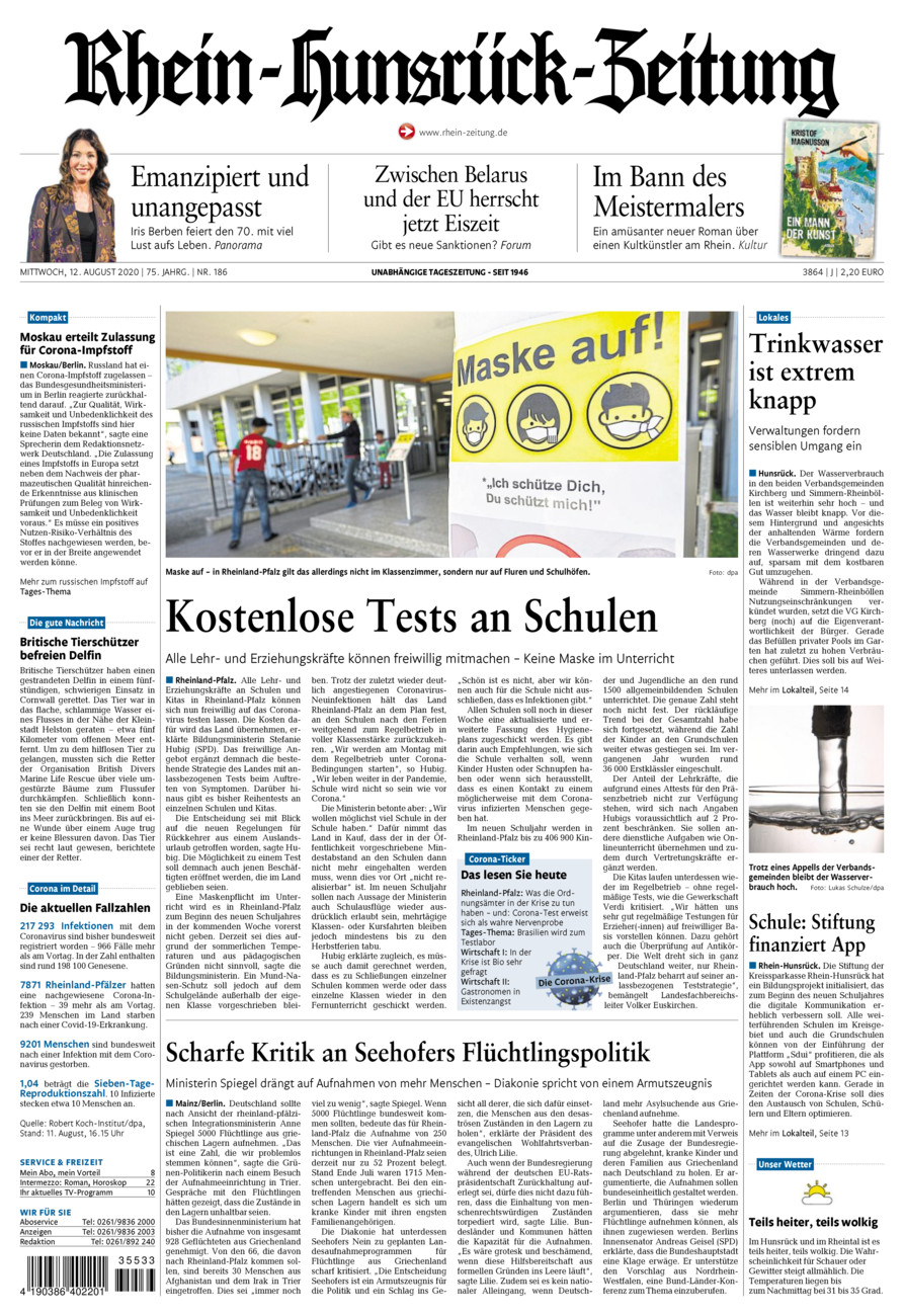 Rhein-Hunsrück-Zeitung vom Mittwoch, 12.08.2020