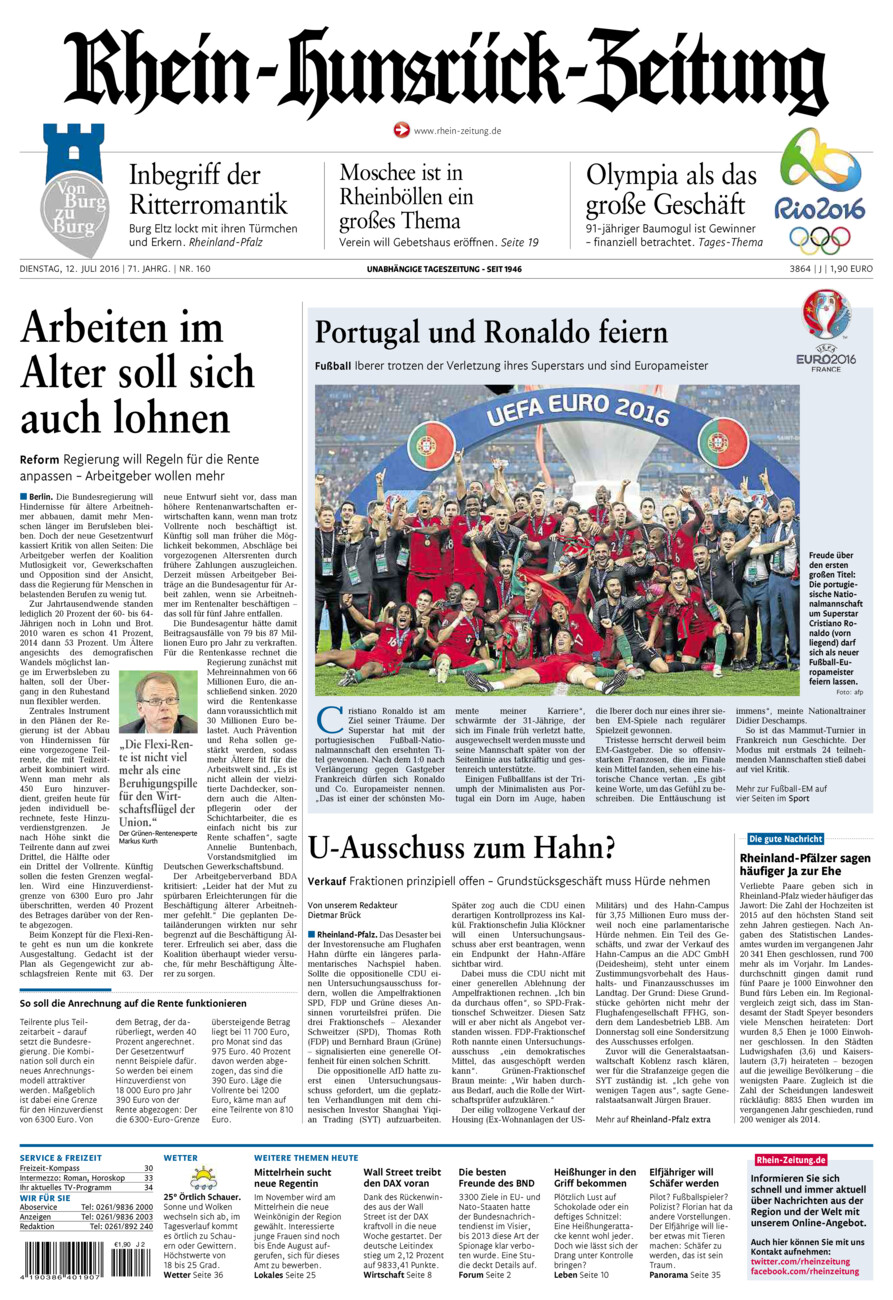 Rhein-Hunsrück-Zeitung vom Dienstag, 12.07.2016