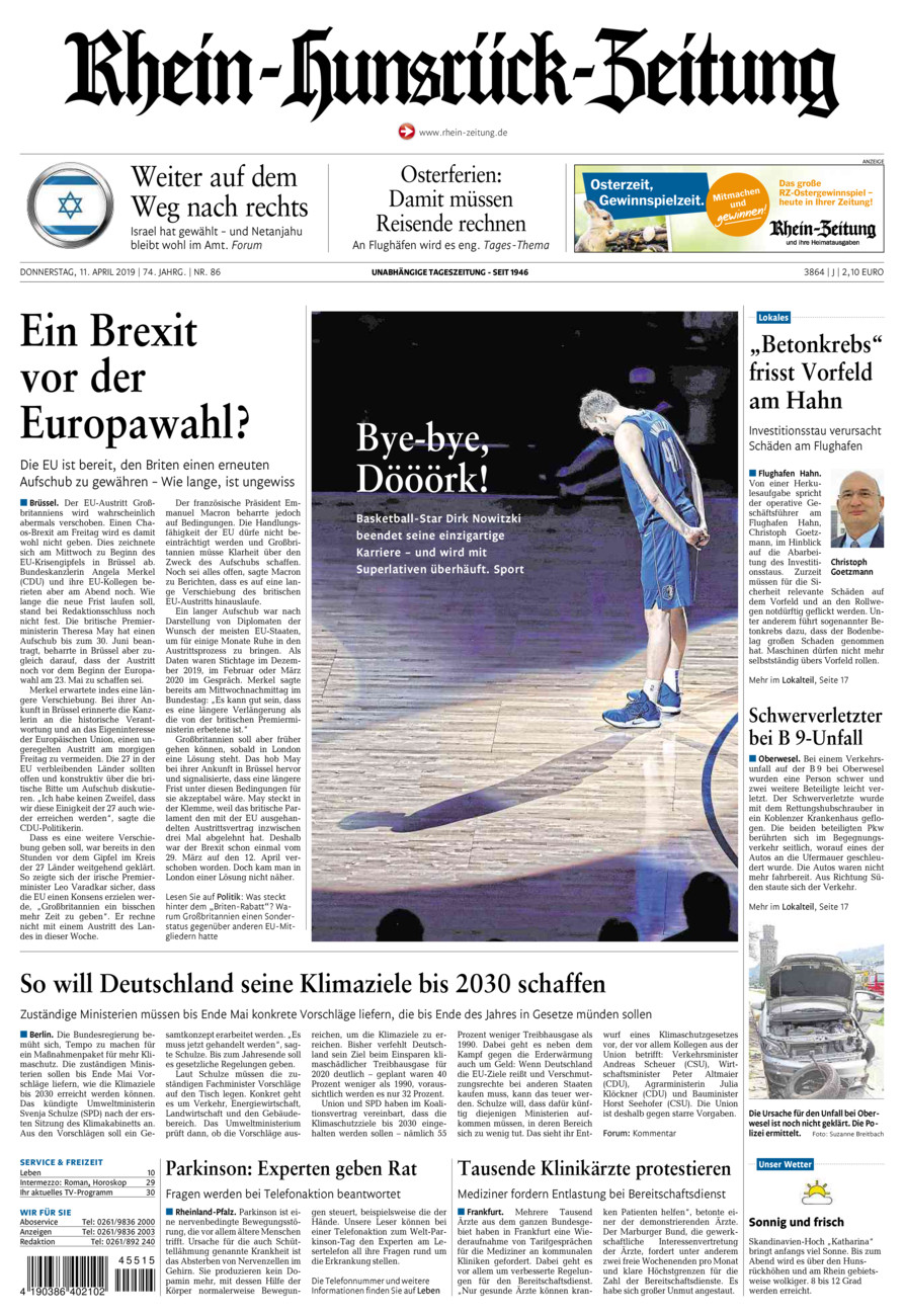 Rhein-Hunsrück-Zeitung vom Donnerstag, 11.04.2019