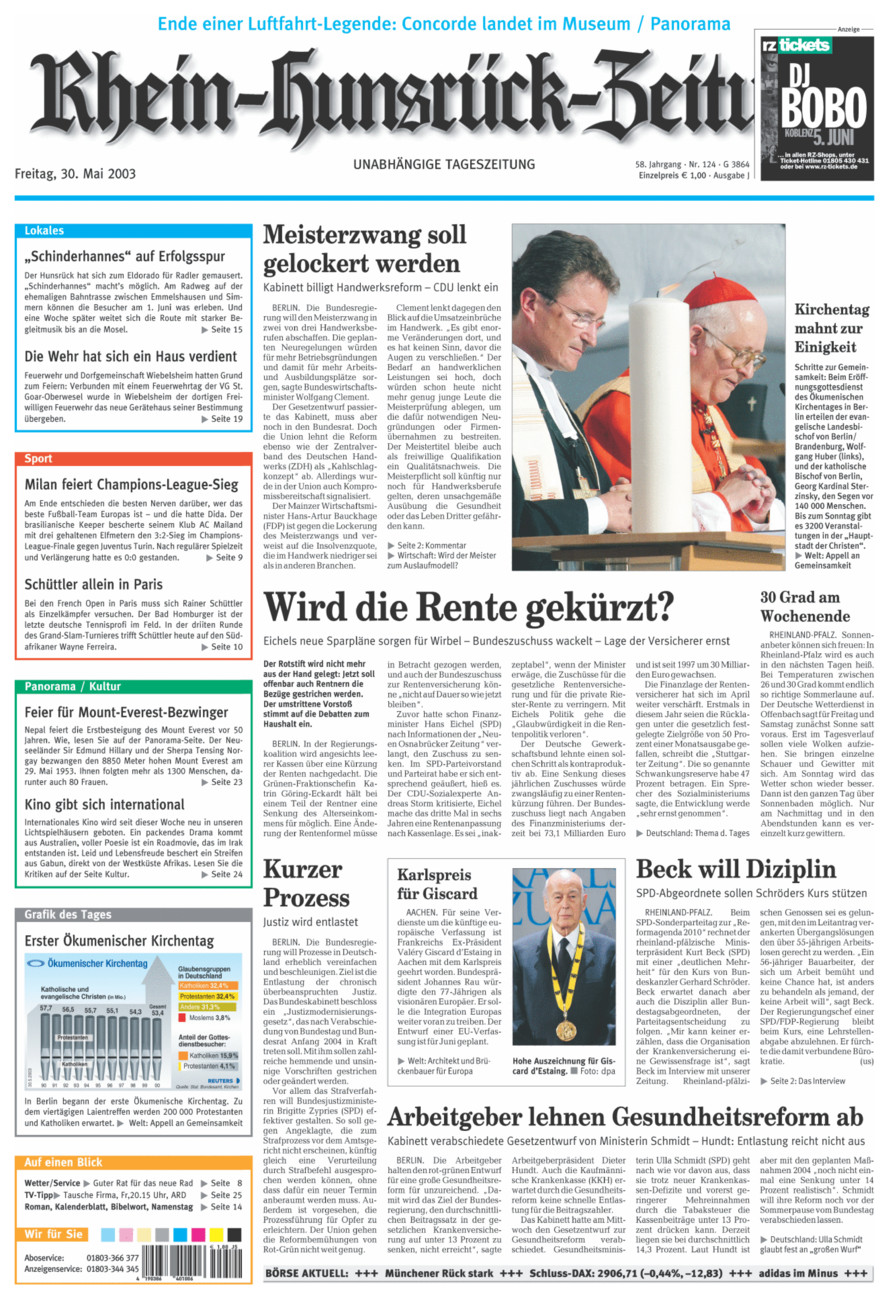 Rhein-Hunsrück-Zeitung vom Freitag, 30.05.2003