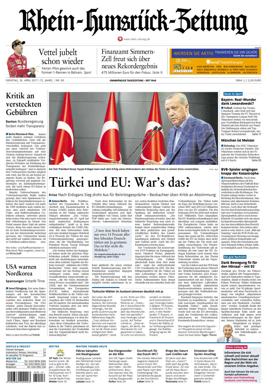 Rhein-Hunsrück-Zeitung vom Dienstag, 18.04.2017