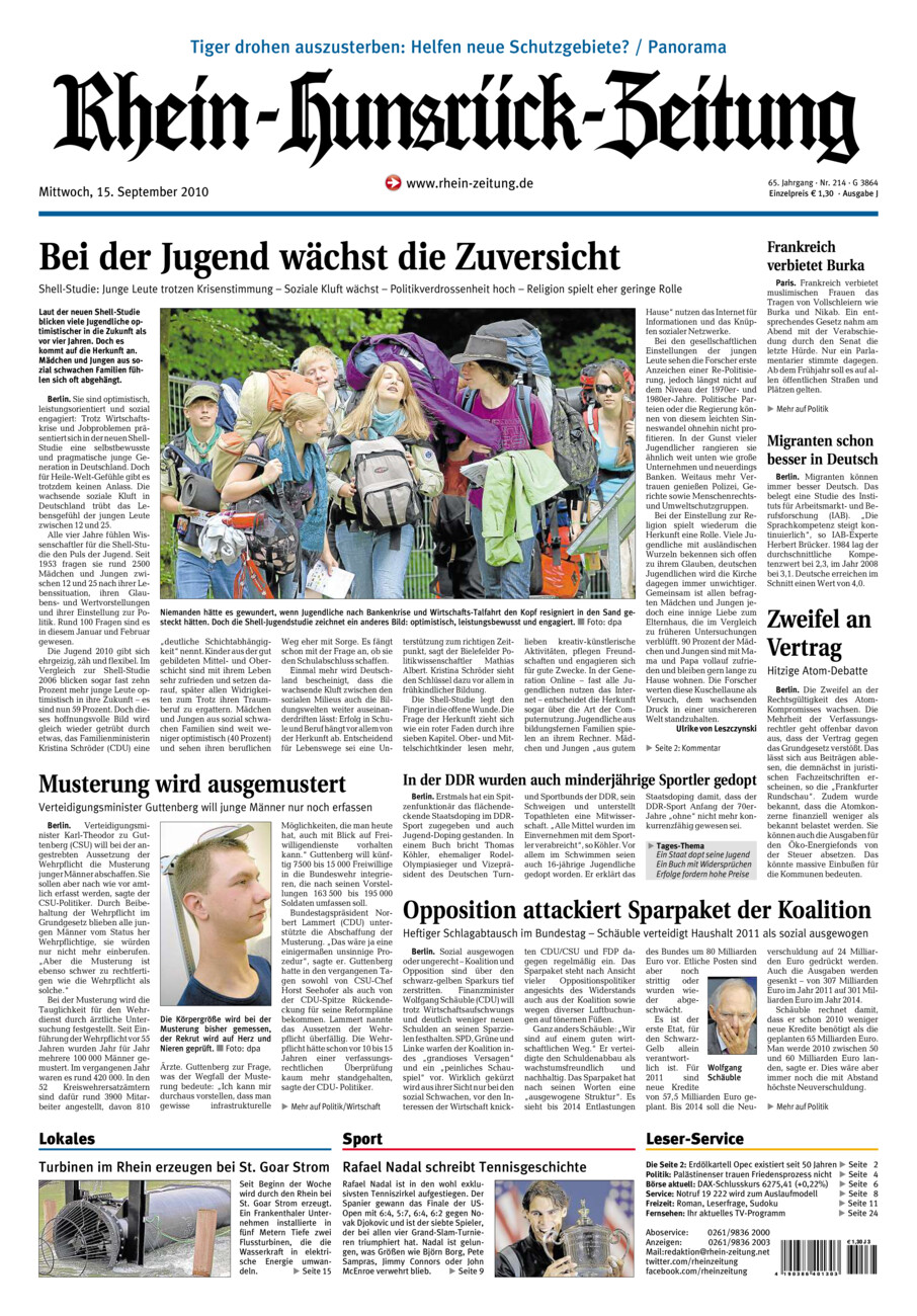 Rhein-Hunsrück-Zeitung vom Mittwoch, 15.09.2010