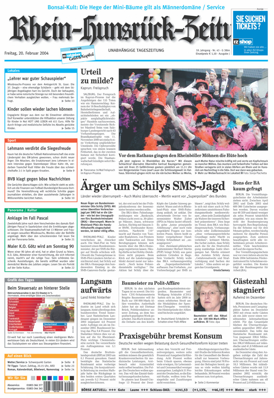 Rhein-Hunsrück-Zeitung vom Freitag, 20.02.2004