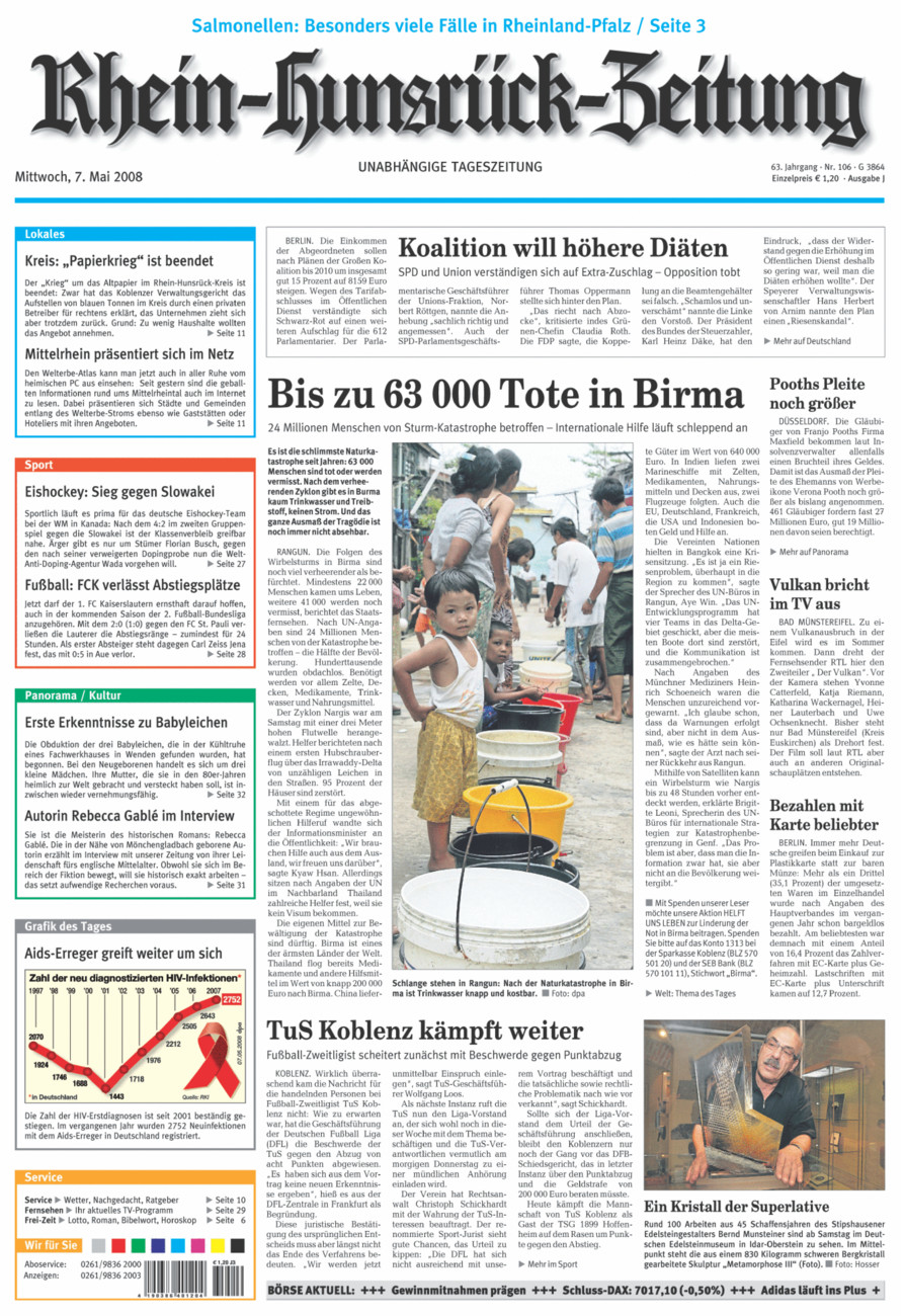 Rhein-Hunsrück-Zeitung vom Mittwoch, 07.05.2008