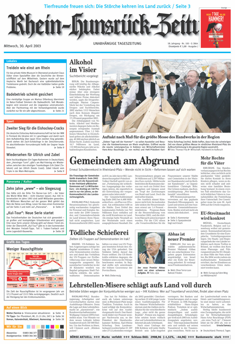 Rhein-Hunsrück-Zeitung vom Mittwoch, 30.04.2003
