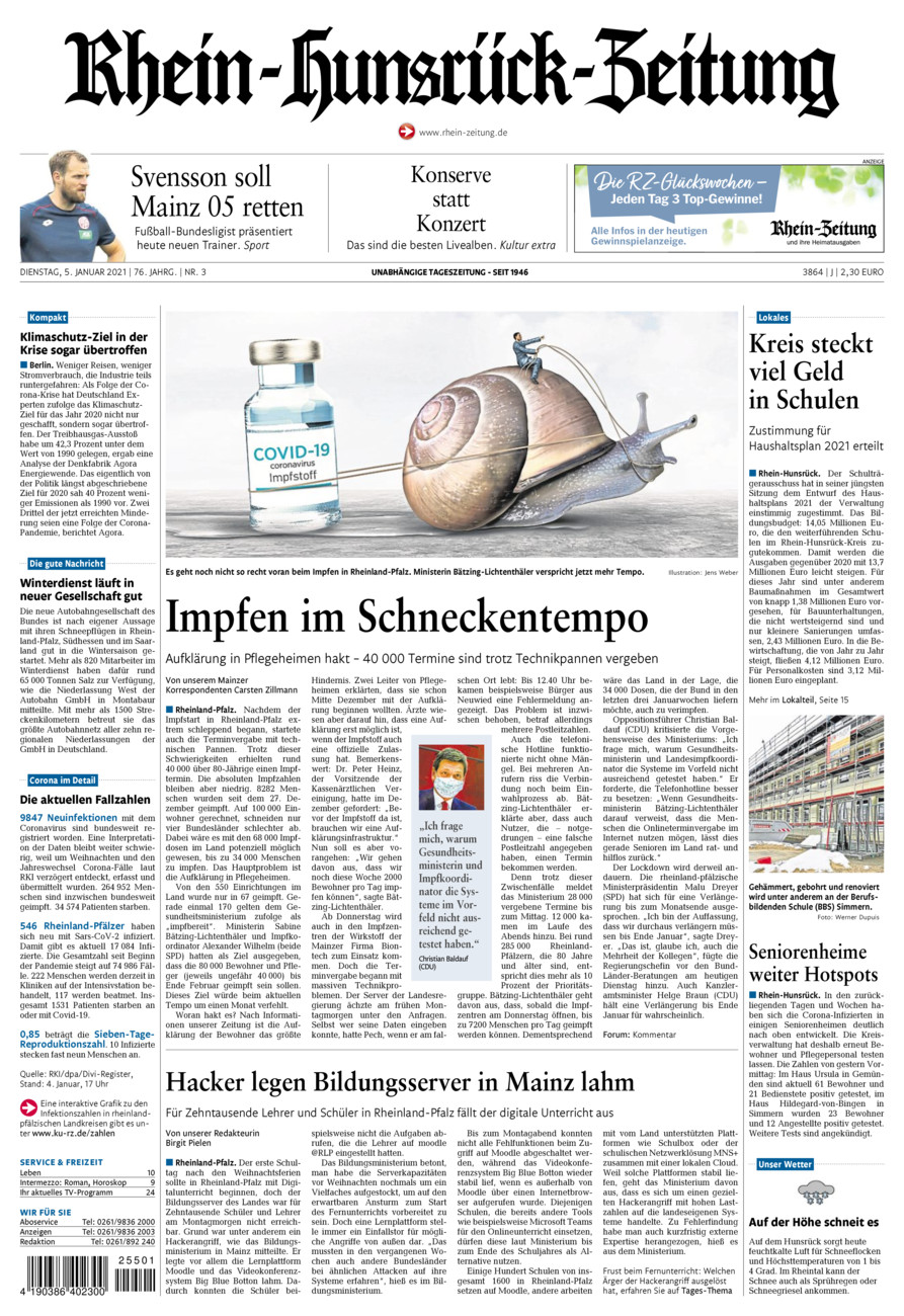 Rhein-Hunsrück-Zeitung vom Dienstag, 05.01.2021