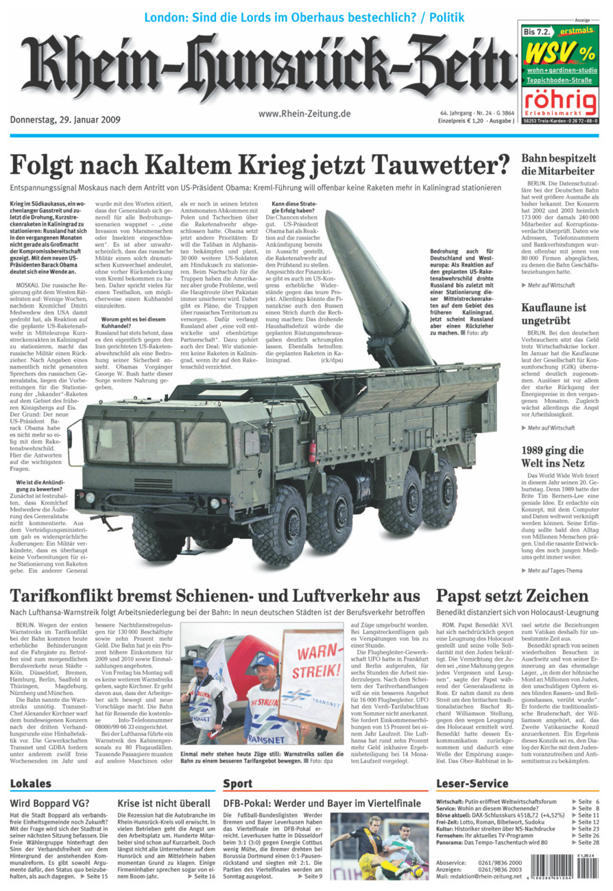 Rhein-Hunsrück-Zeitung vom Donnerstag, 29.01.2009