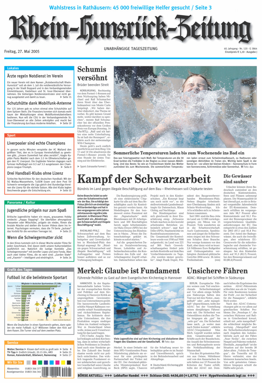 Rhein-Hunsrück-Zeitung vom Freitag, 27.05.2005