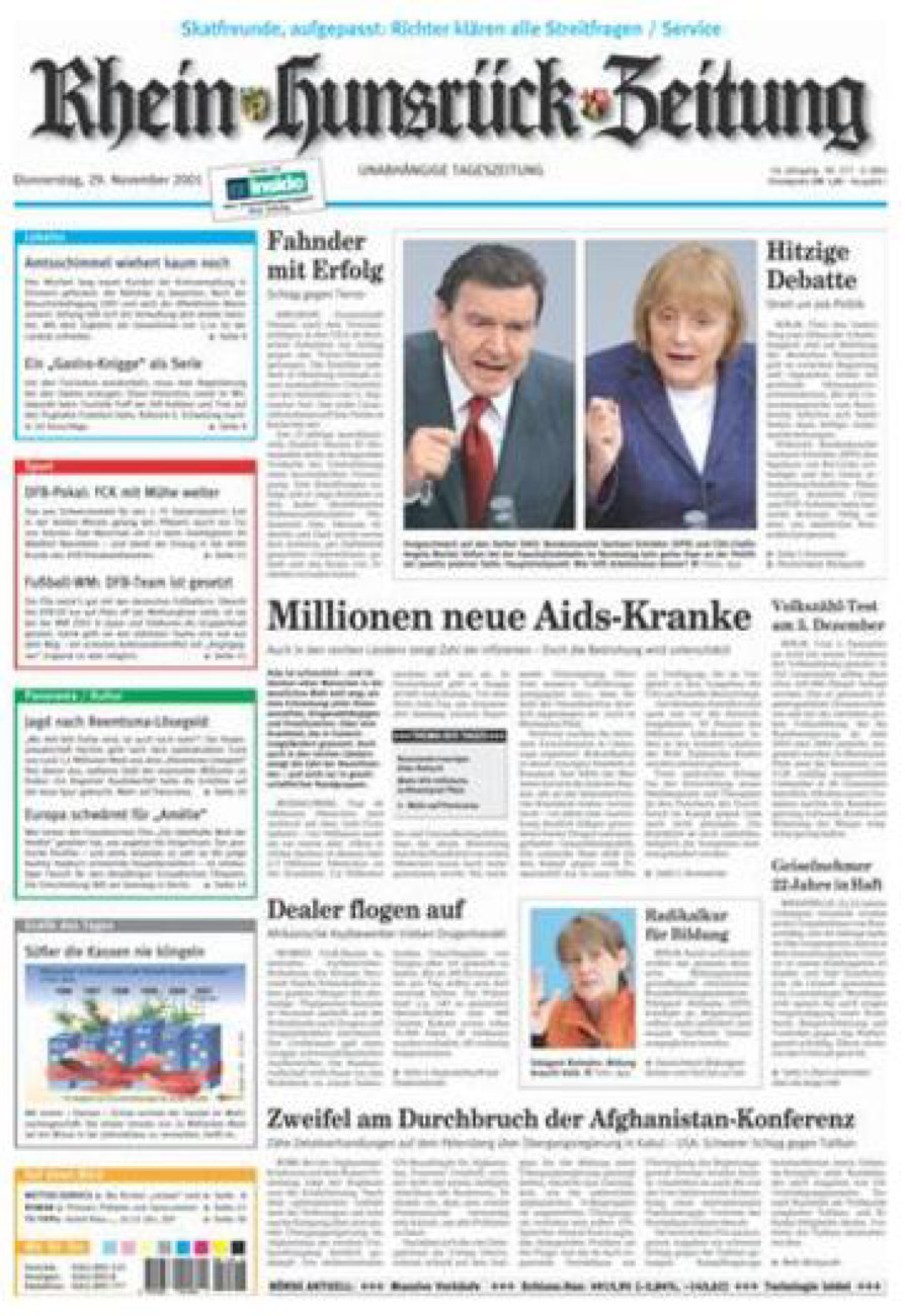 Rhein-Hunsrück-Zeitung vom Donnerstag, 29.11.2001