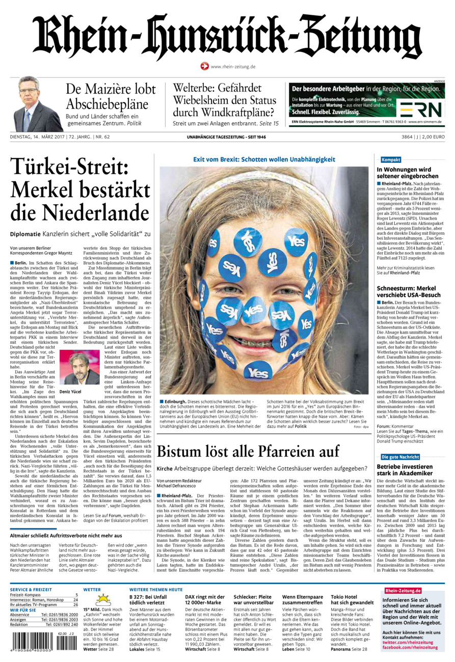 Rhein-Hunsrück-Zeitung vom Dienstag, 14.03.2017