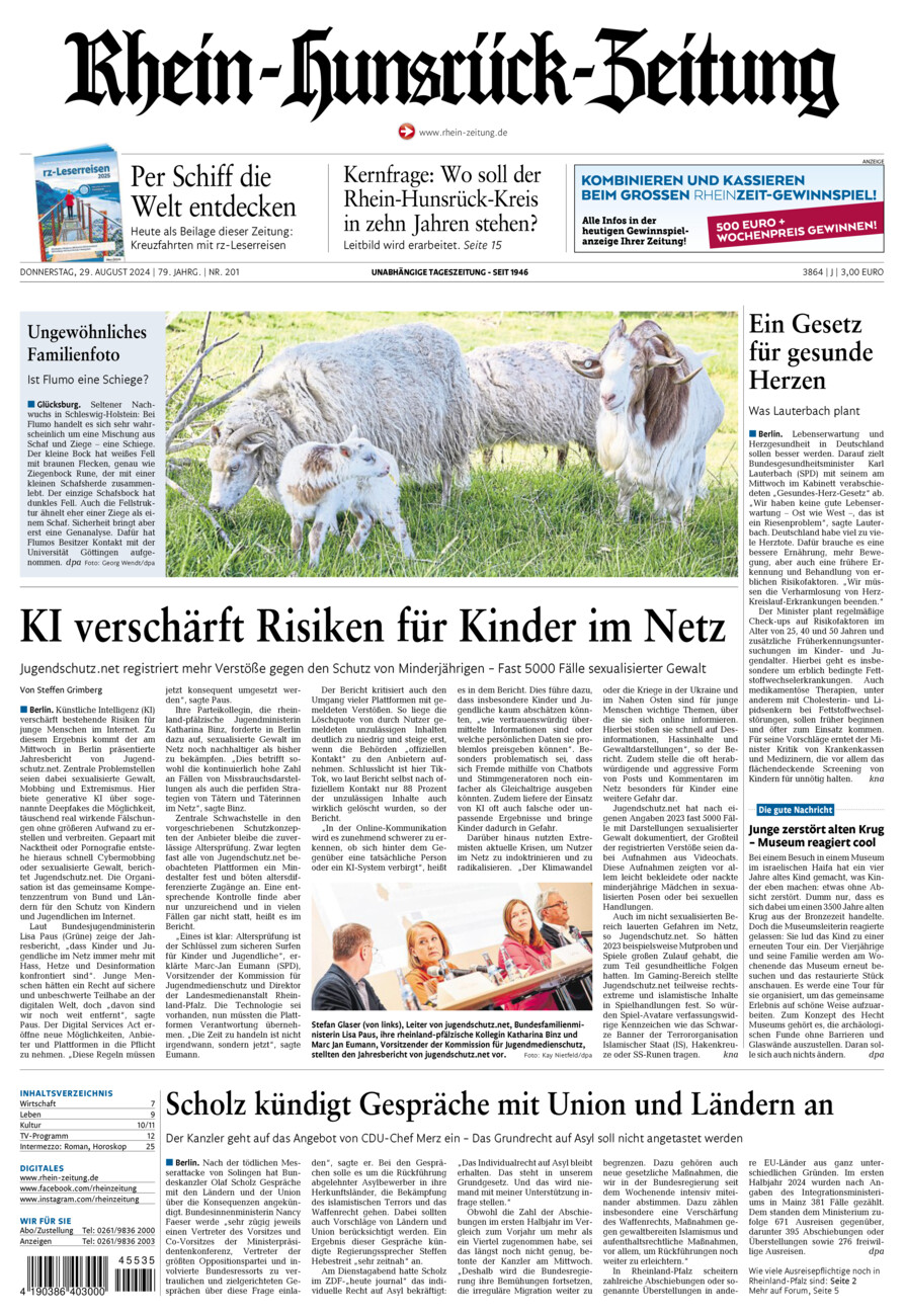 Rhein-Hunsrück-Zeitung vom Donnerstag, 29.08.2024