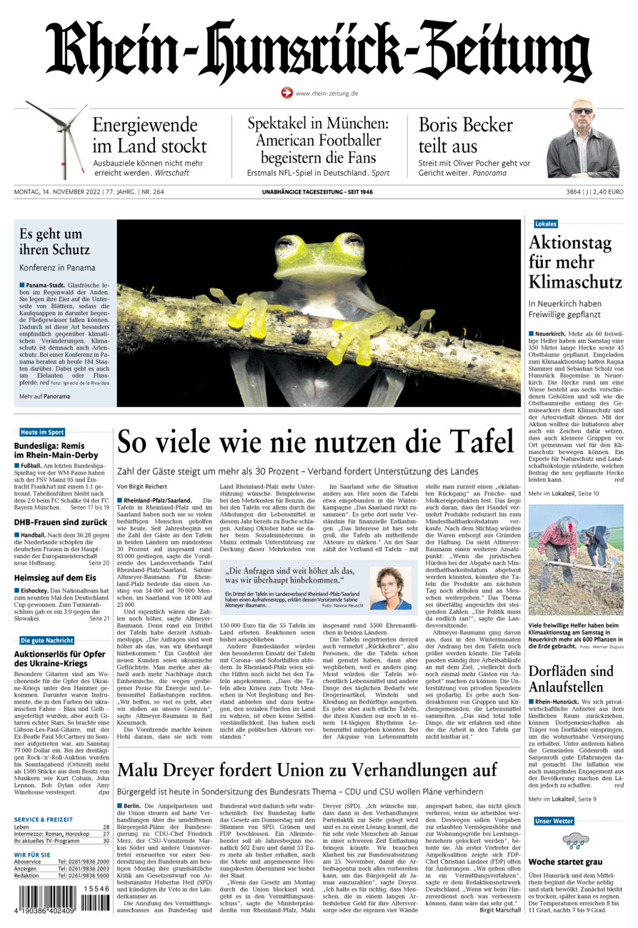 Rhein-Hunsrück-Zeitung vom Montag, 14.11.2022