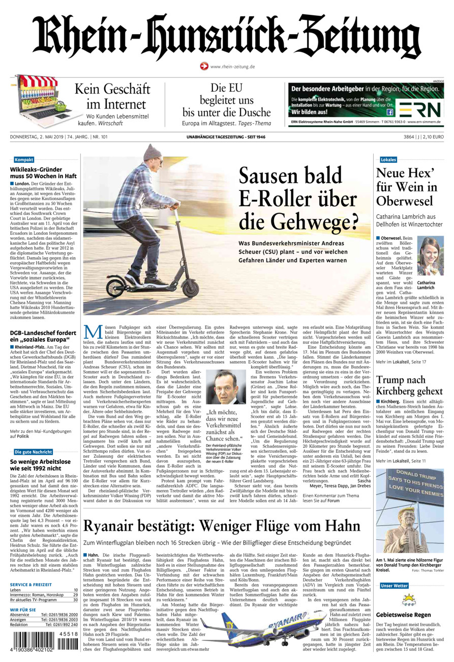 Rhein-Hunsrück-Zeitung vom Donnerstag, 02.05.2019