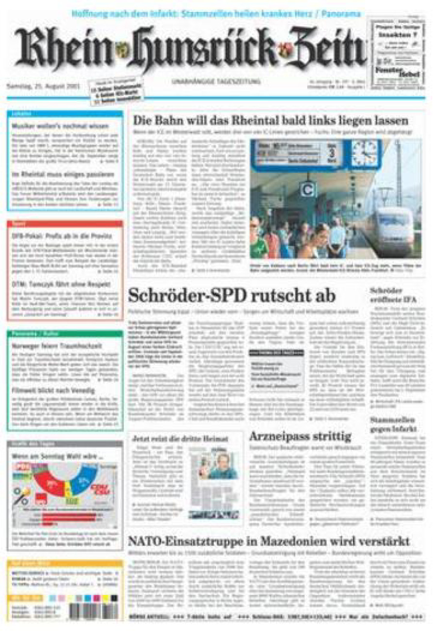 Rhein-Hunsrück-Zeitung vom Samstag, 25.08.2001