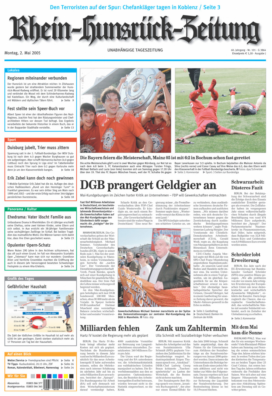 Rhein-Hunsrück-Zeitung vom Montag, 02.05.2005