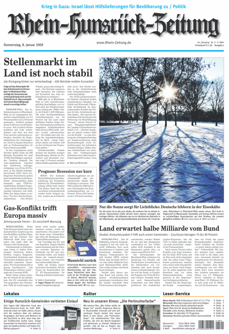 Rhein-Hunsrück-Zeitung vom Donnerstag, 08.01.2009