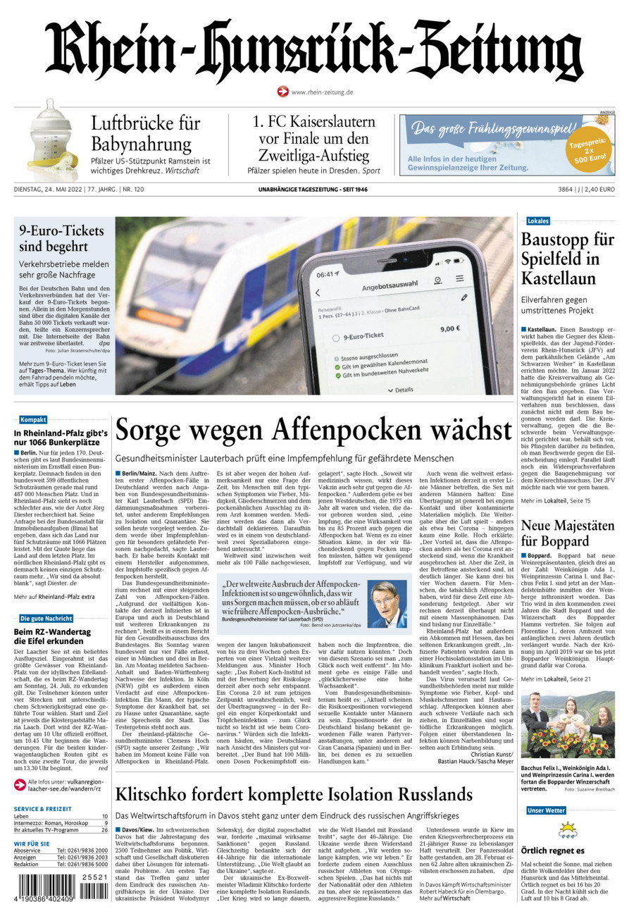 Rhein-Hunsrück-Zeitung vom Dienstag, 24.05.2022