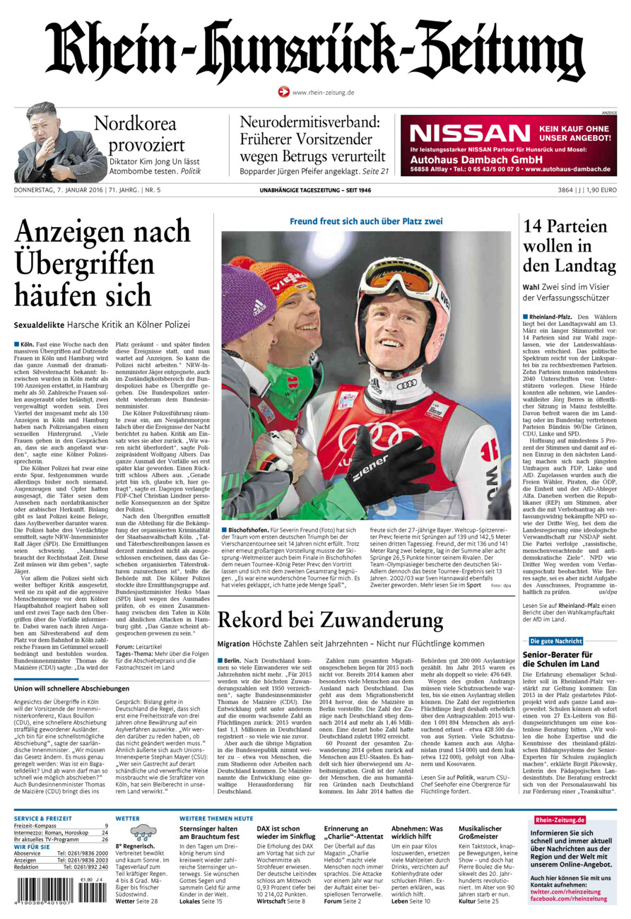 Rhein-Hunsrück-Zeitung vom Donnerstag, 07.01.2016