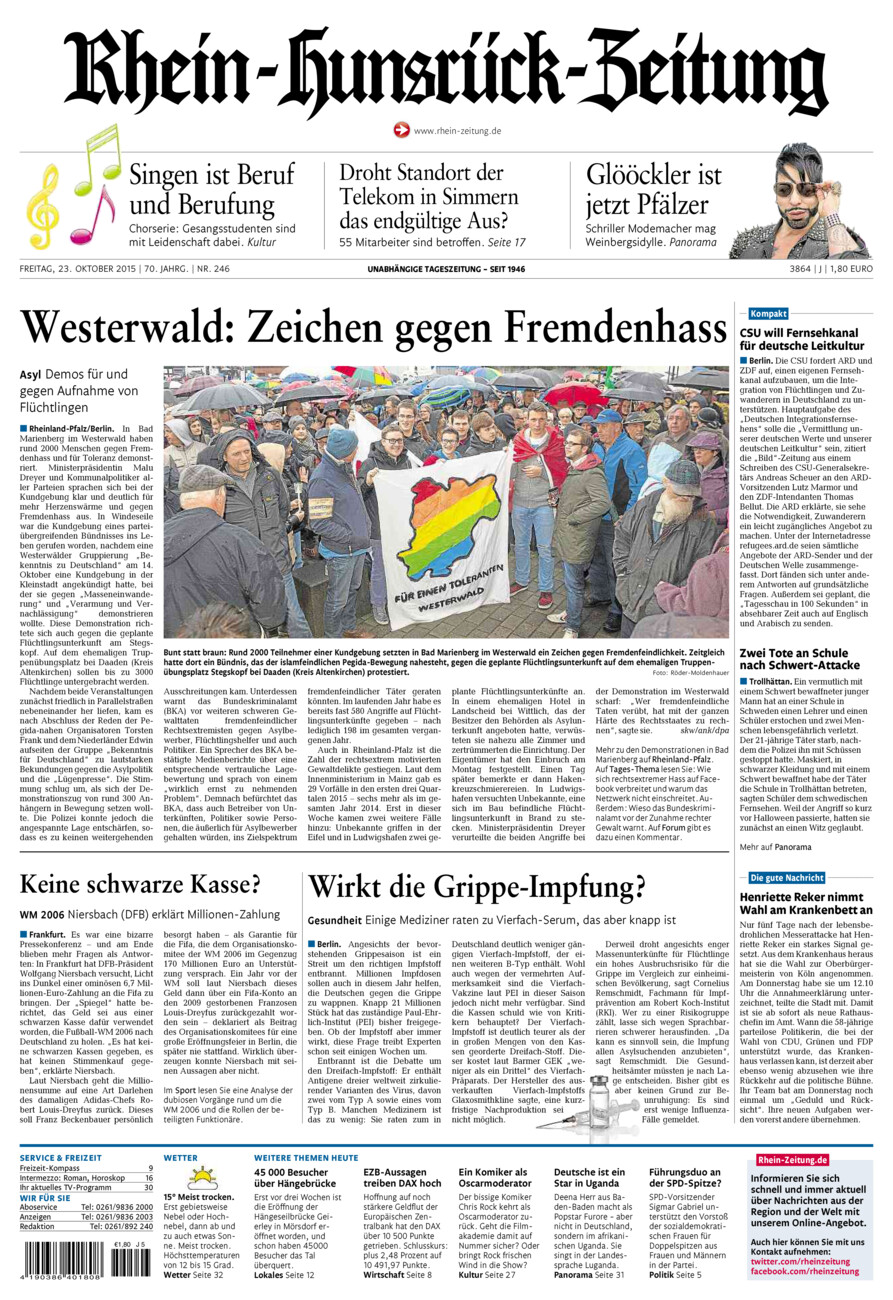 Rhein-Hunsrück-Zeitung vom Freitag, 23.10.2015