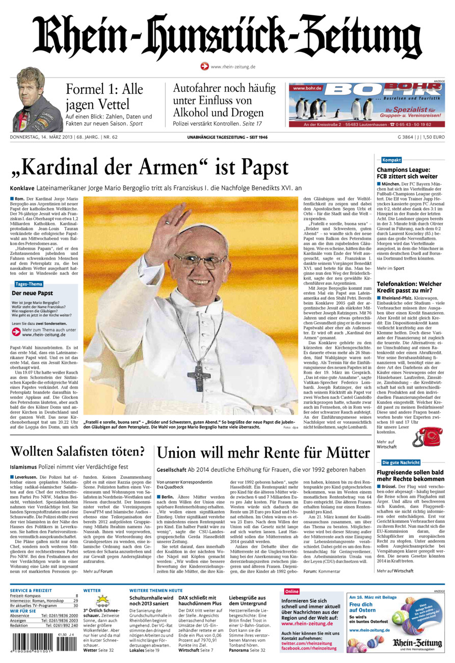Rhein-Hunsrück-Zeitung vom Donnerstag, 14.03.2013