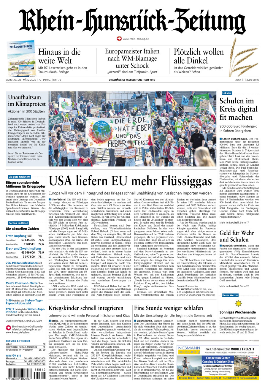 Rhein-Hunsrück-Zeitung vom Samstag, 26.03.2022