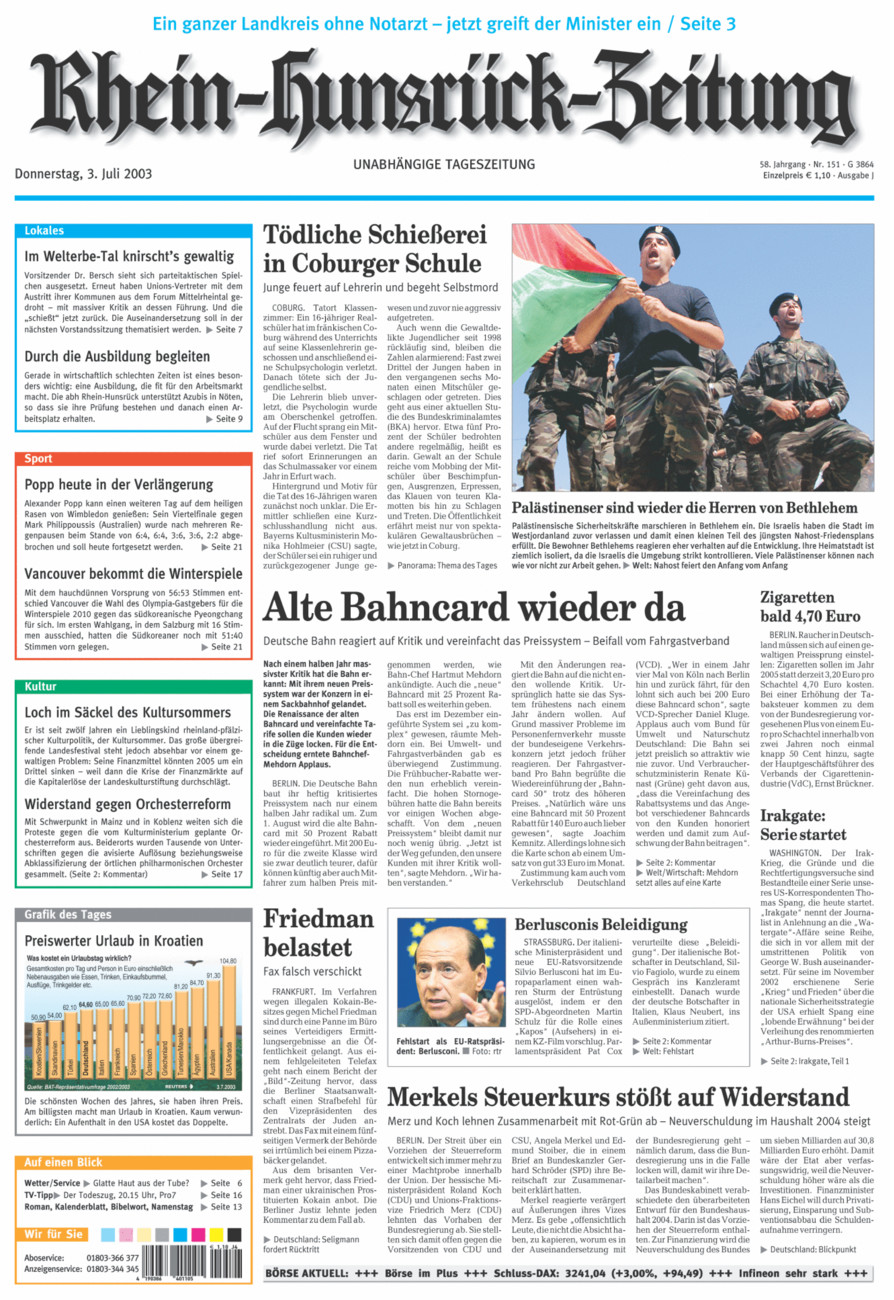 Rhein-Hunsrück-Zeitung vom Donnerstag, 03.07.2003