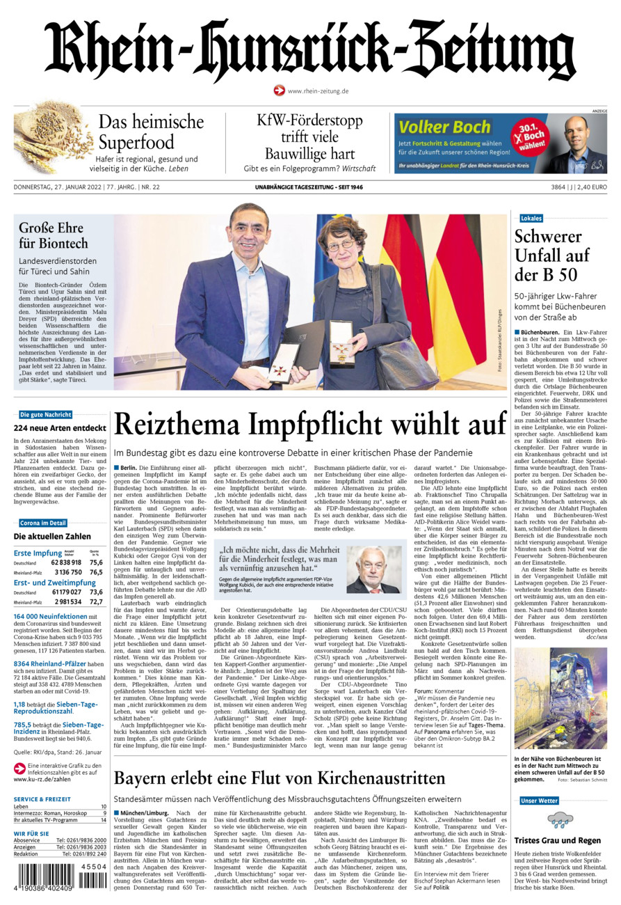 Rhein-Hunsrück-Zeitung vom Donnerstag, 27.01.2022