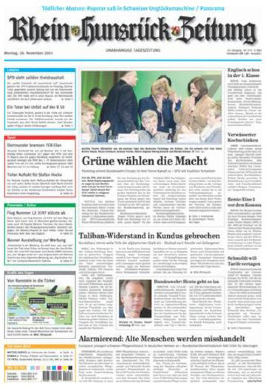 Rhein-Hunsrück-Zeitung vom Montag, 26.11.2001