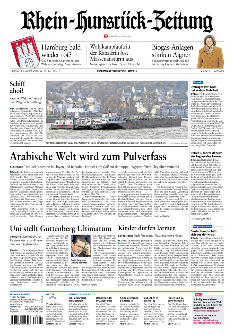 Rhein-Hunsrück-Zeitung vom Freitag, 18.02.2011