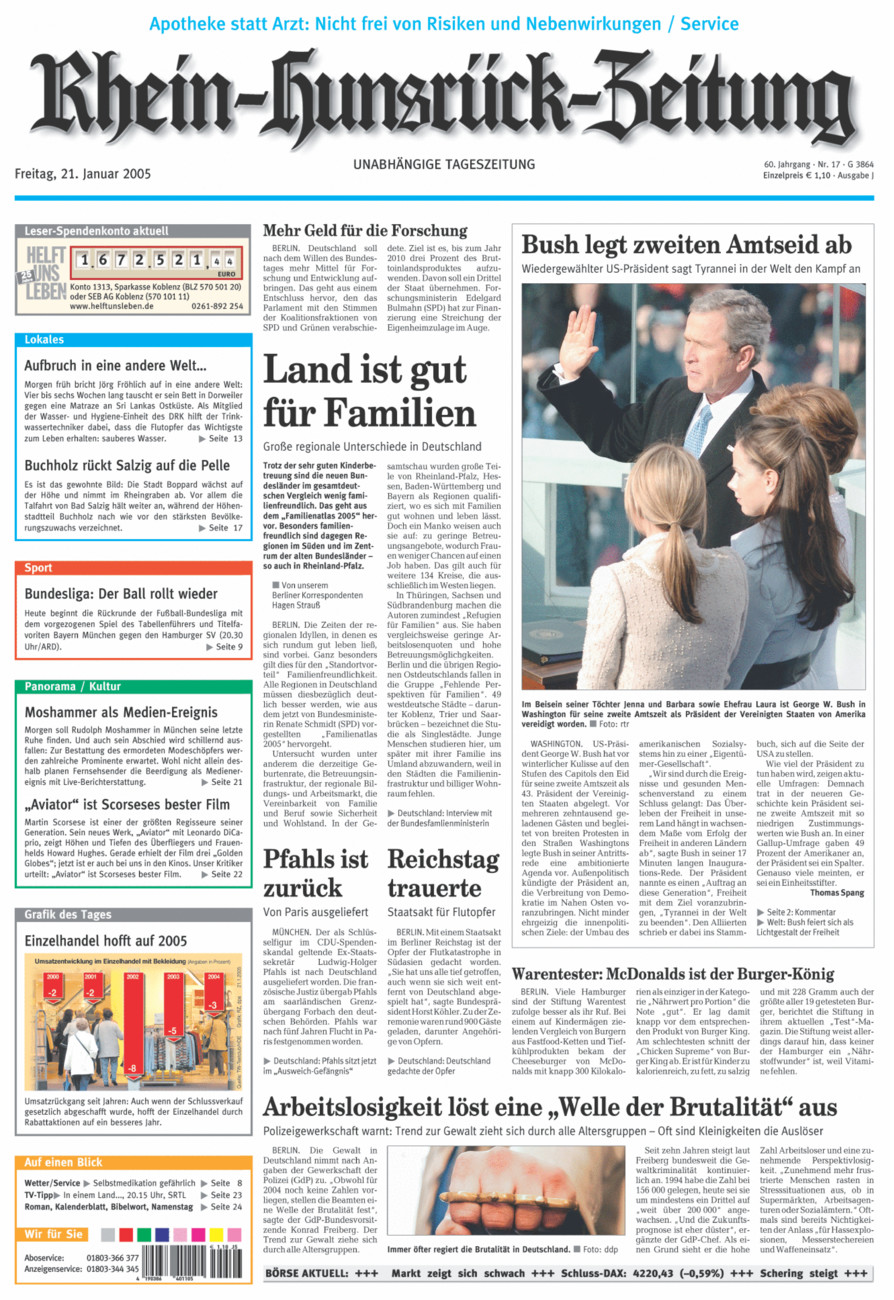 Rhein-Hunsrück-Zeitung vom Freitag, 21.01.2005
