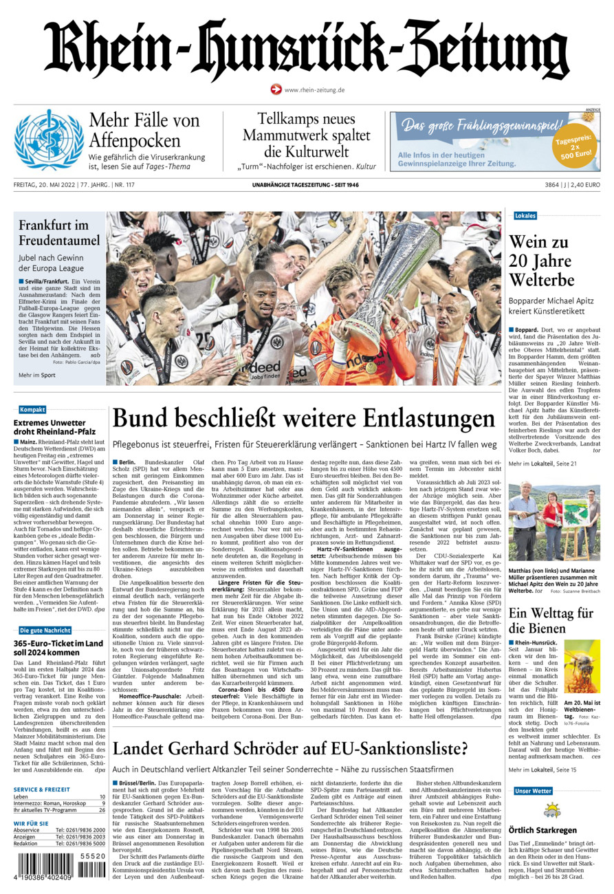 Rhein-Hunsrück-Zeitung vom Freitag, 20.05.2022