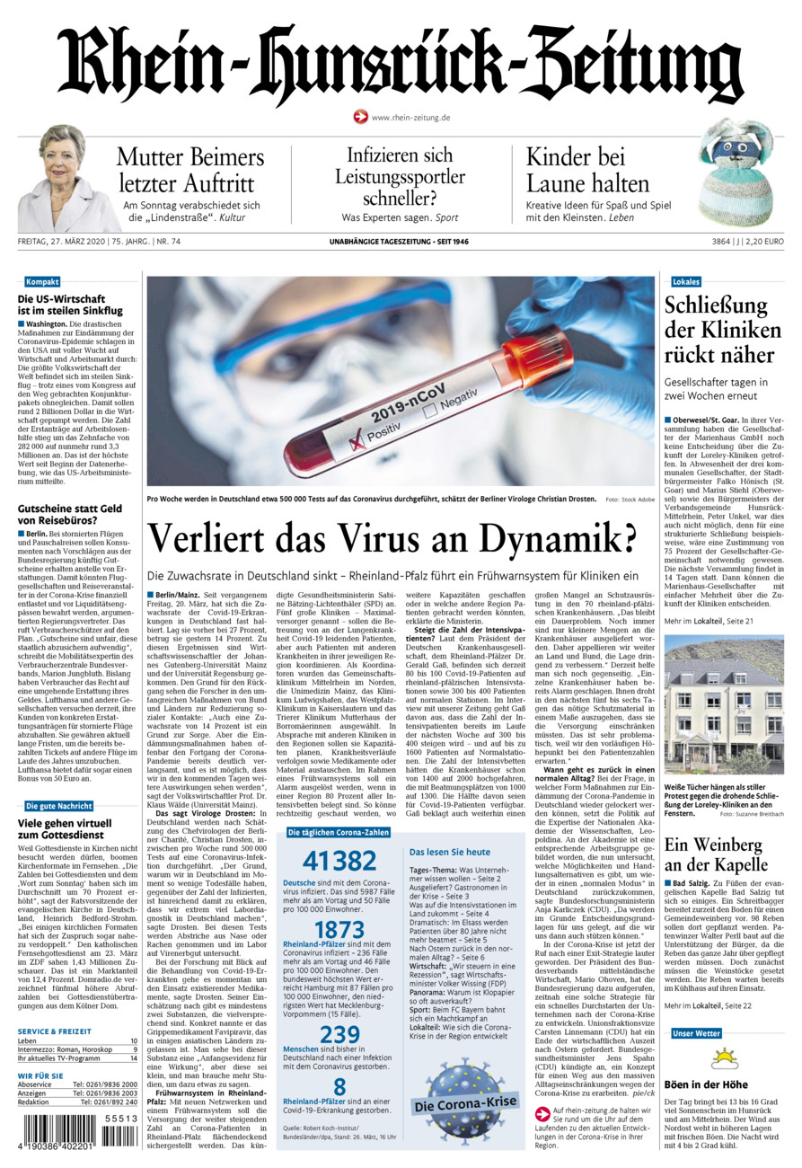 Rhein-Hunsrück-Zeitung vom Freitag, 27.03.2020