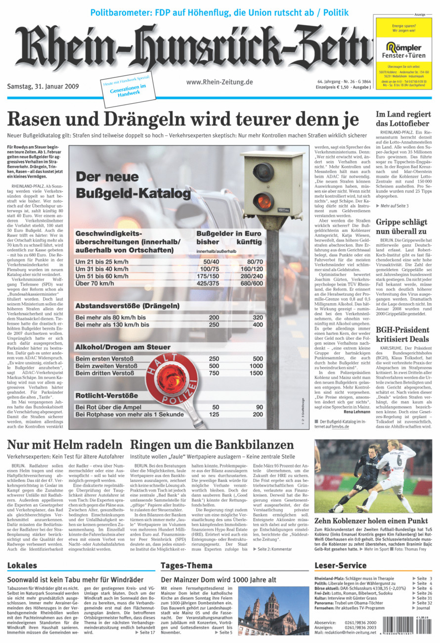 Rhein-Hunsrück-Zeitung vom Samstag, 31.01.2009