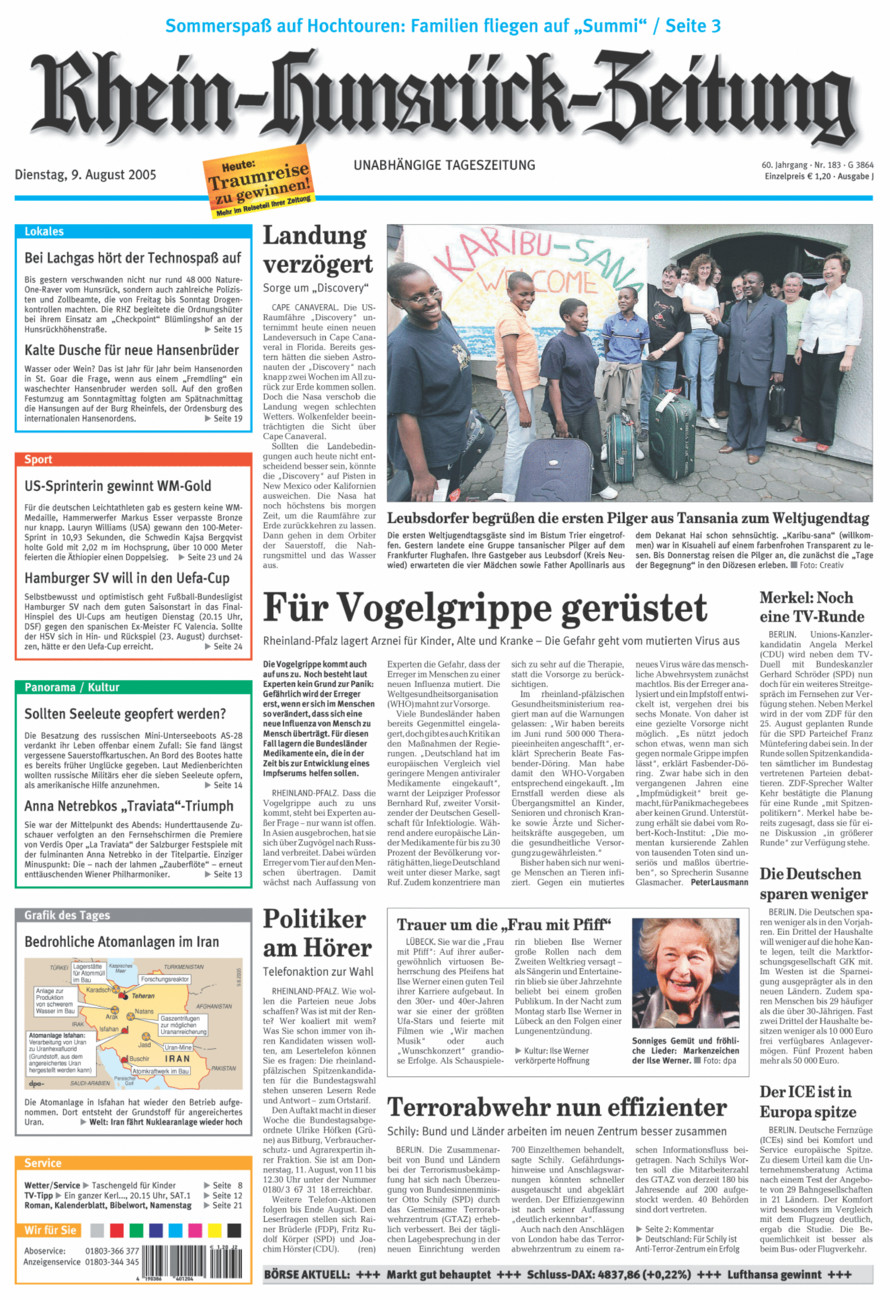 Rhein-Hunsrück-Zeitung vom Dienstag, 09.08.2005