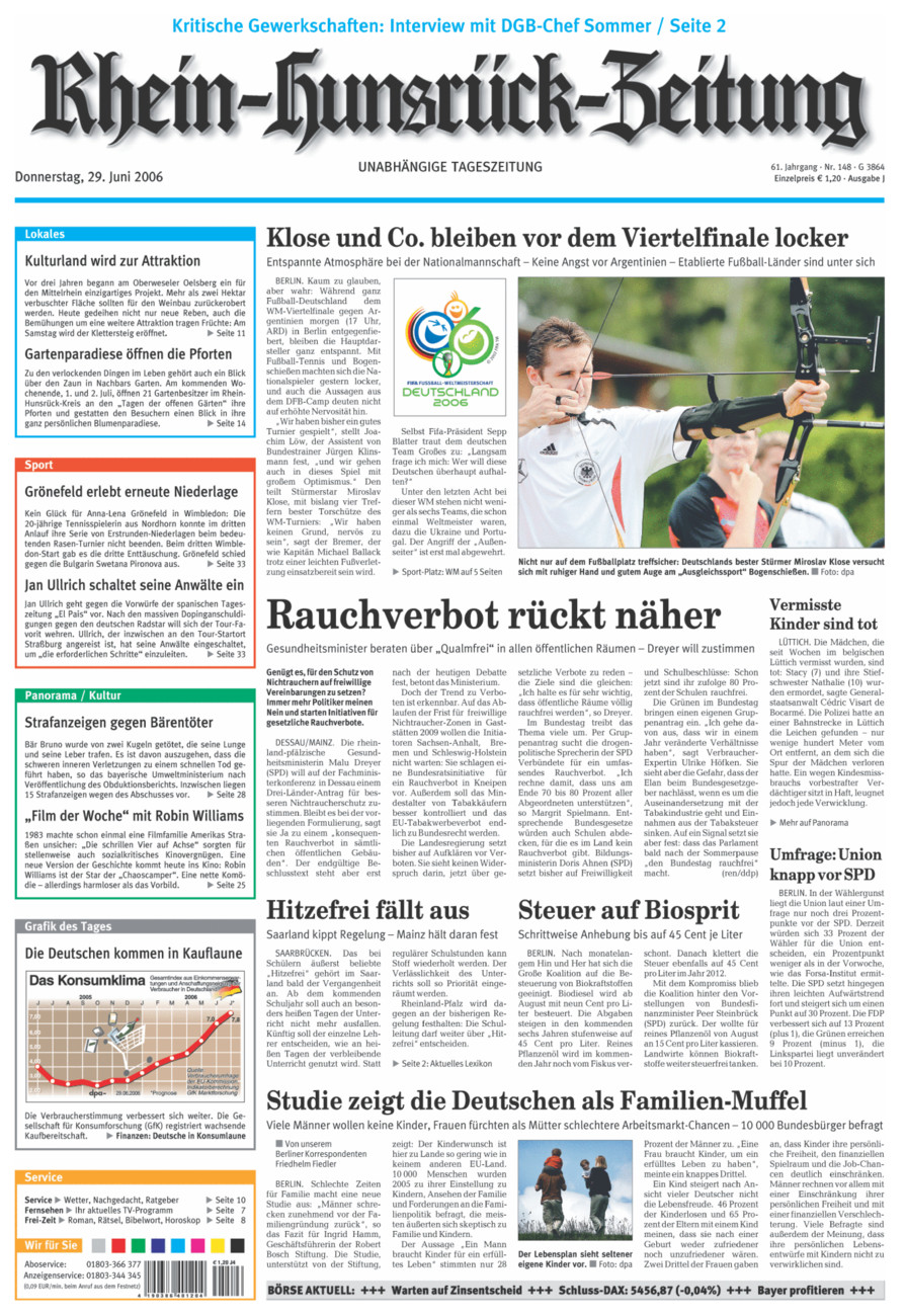 Rhein-Hunsrück-Zeitung vom Donnerstag, 29.06.2006