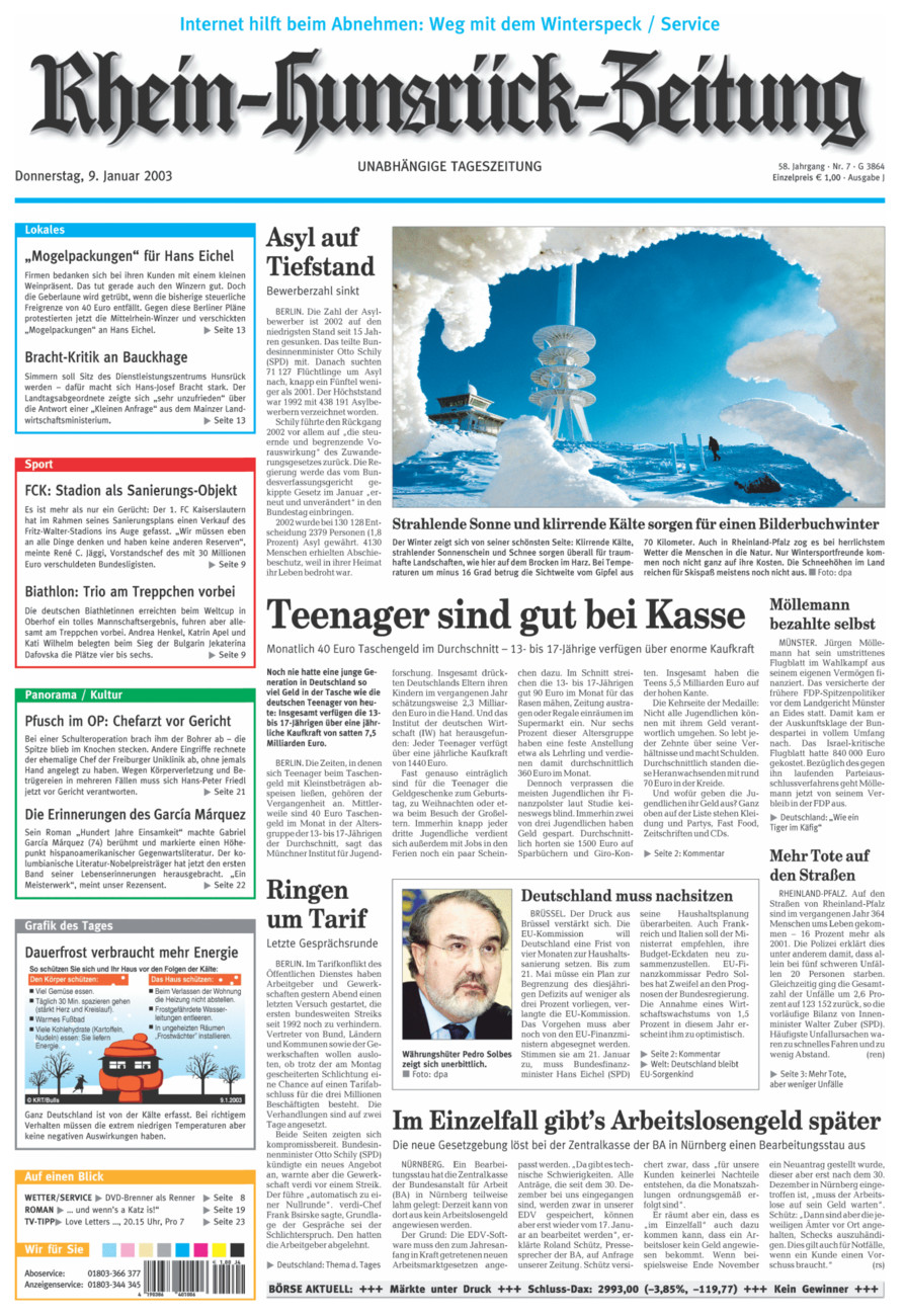 Rhein-Hunsrück-Zeitung vom Donnerstag, 09.01.2003
