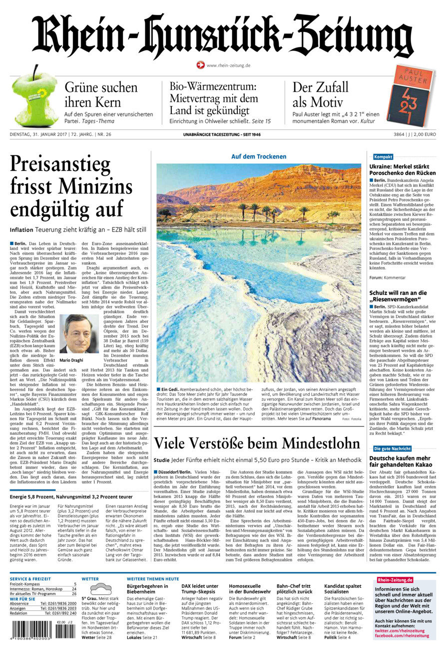 Rhein-Hunsrück-Zeitung vom Dienstag, 31.01.2017