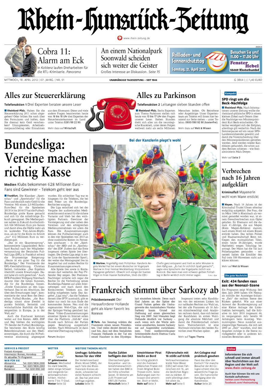 Rhein-Hunsrück-Zeitung vom Mittwoch, 18.04.2012