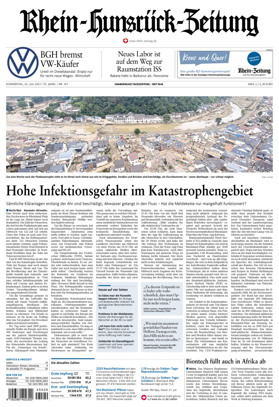 Rhein-Hunsrück-Zeitung vom Donnerstag, 22.07.2021