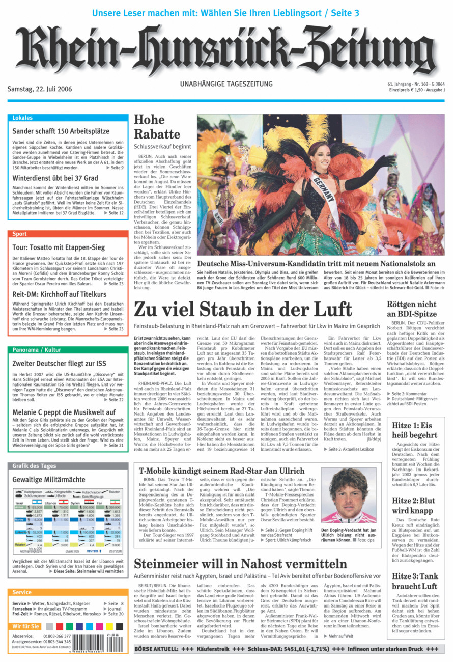 Rhein-Hunsrück-Zeitung vom Samstag, 22.07.2006