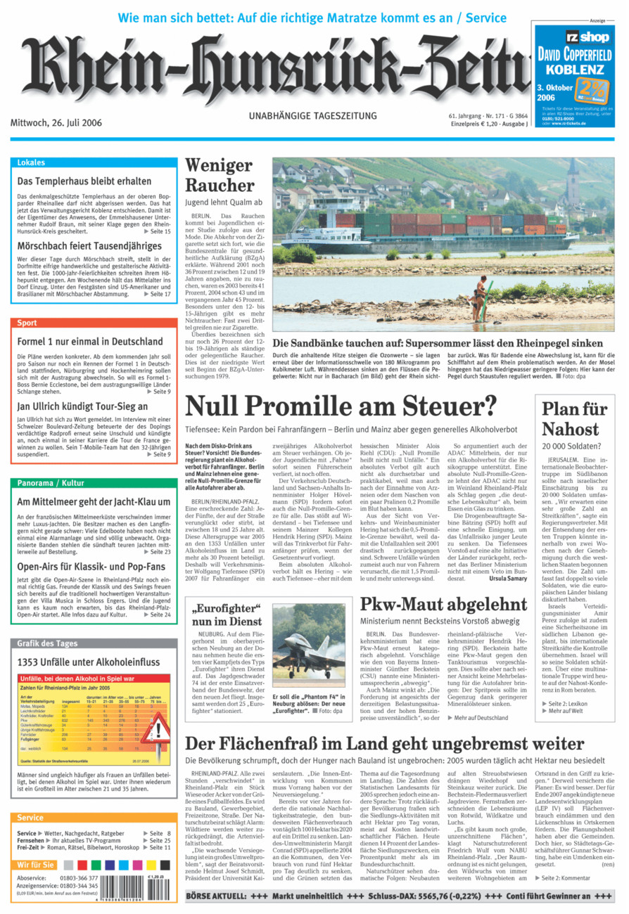 Rhein-Hunsrück-Zeitung vom Mittwoch, 26.07.2006