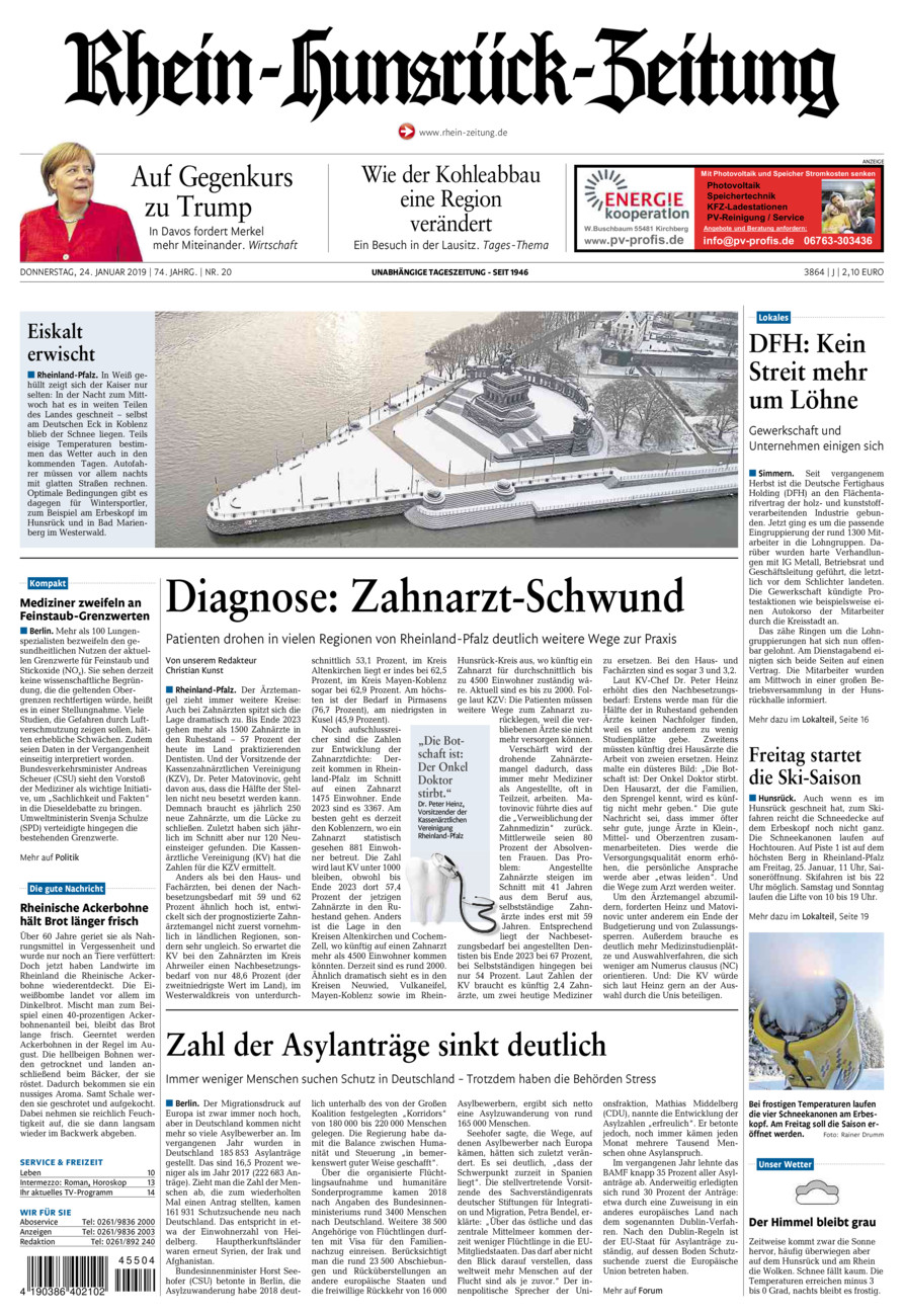Rhein-Hunsrück-Zeitung vom Donnerstag, 24.01.2019